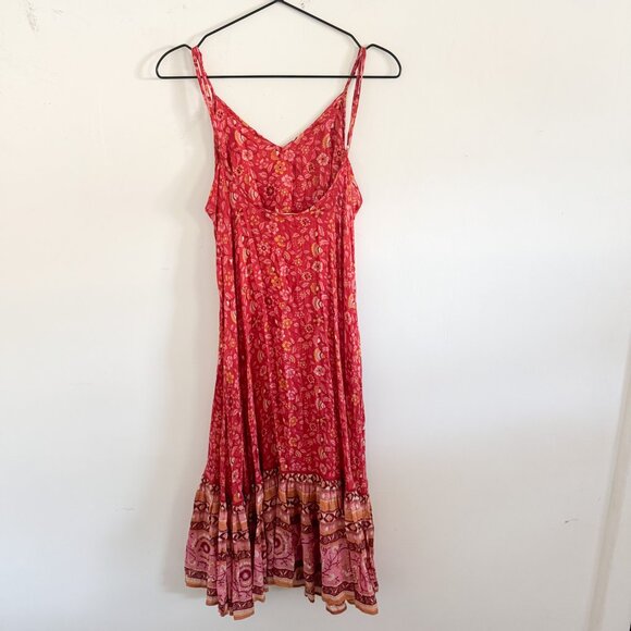 Spell Cherry Red Dahlia Strappy Floral Dress S - Picture 7 of 7
